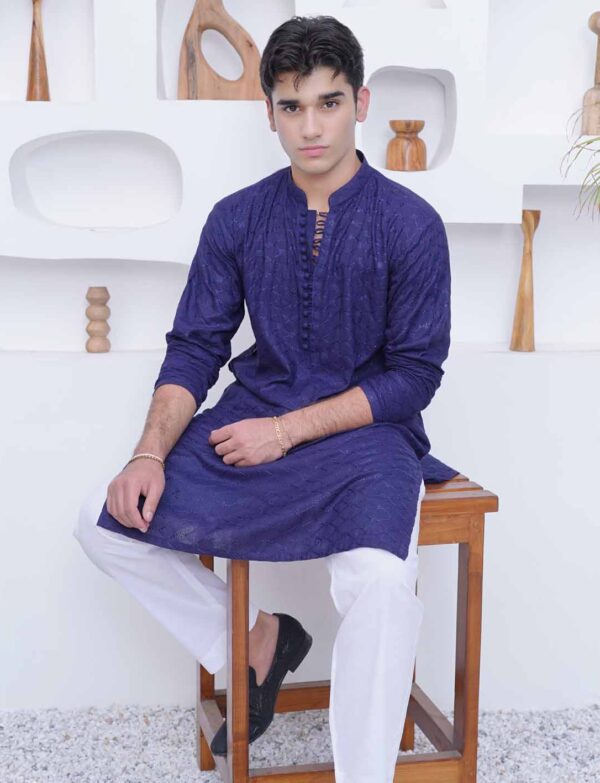 OAK Chikankari stylish Blue Kurtas for men